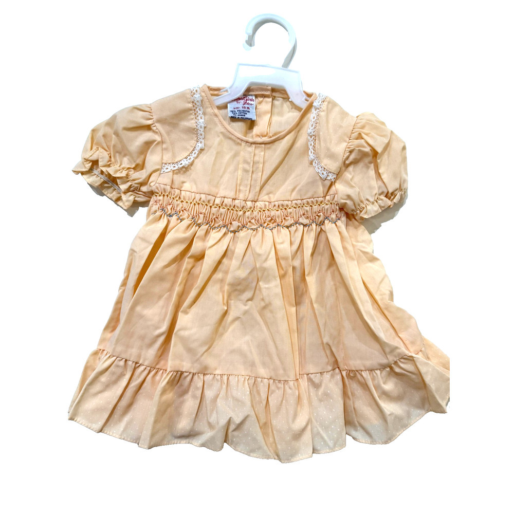 Classic Peach Smocked Girls' Dress